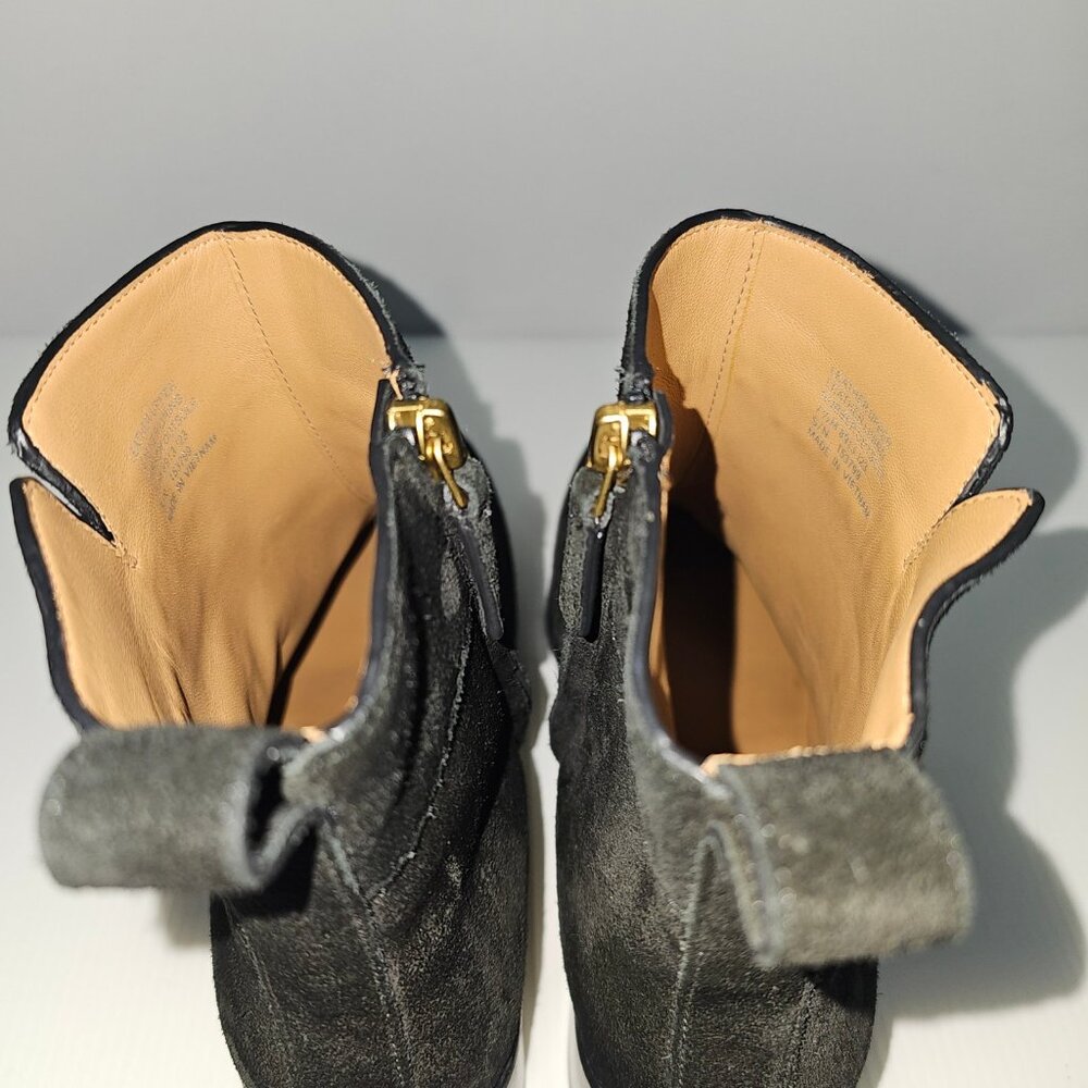 Tory Burch Everly Ankle Boot Womens 7.5 Black Suede Gold Logo Luxury Designer - Picture 11 of 16